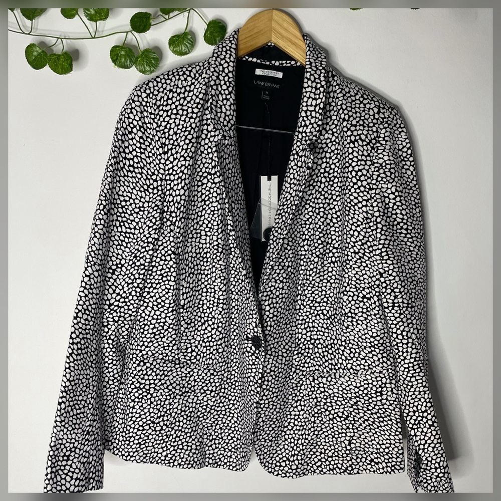 Lane Bryant Women's Dotted Black & White Blazer NWT
